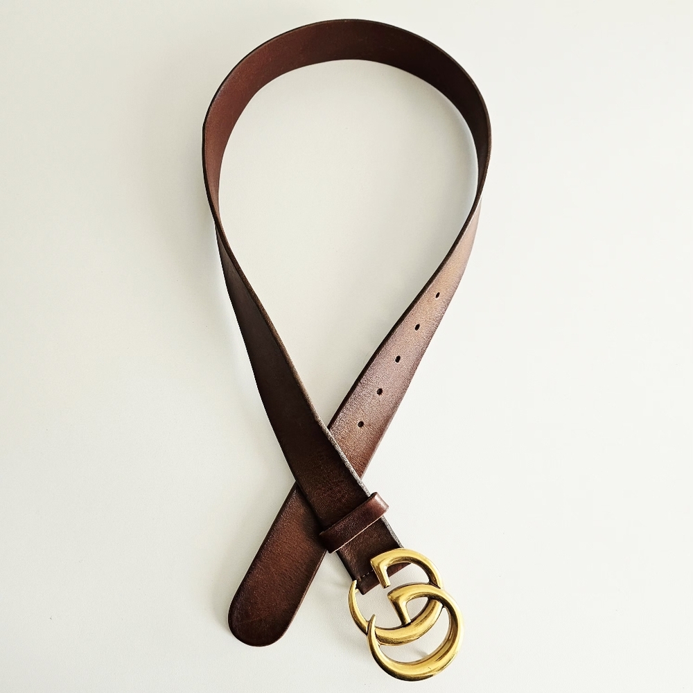 Gucci Brown GG Marmont Cowhide Leather Belt - 80/32 - Picture 3 of 6